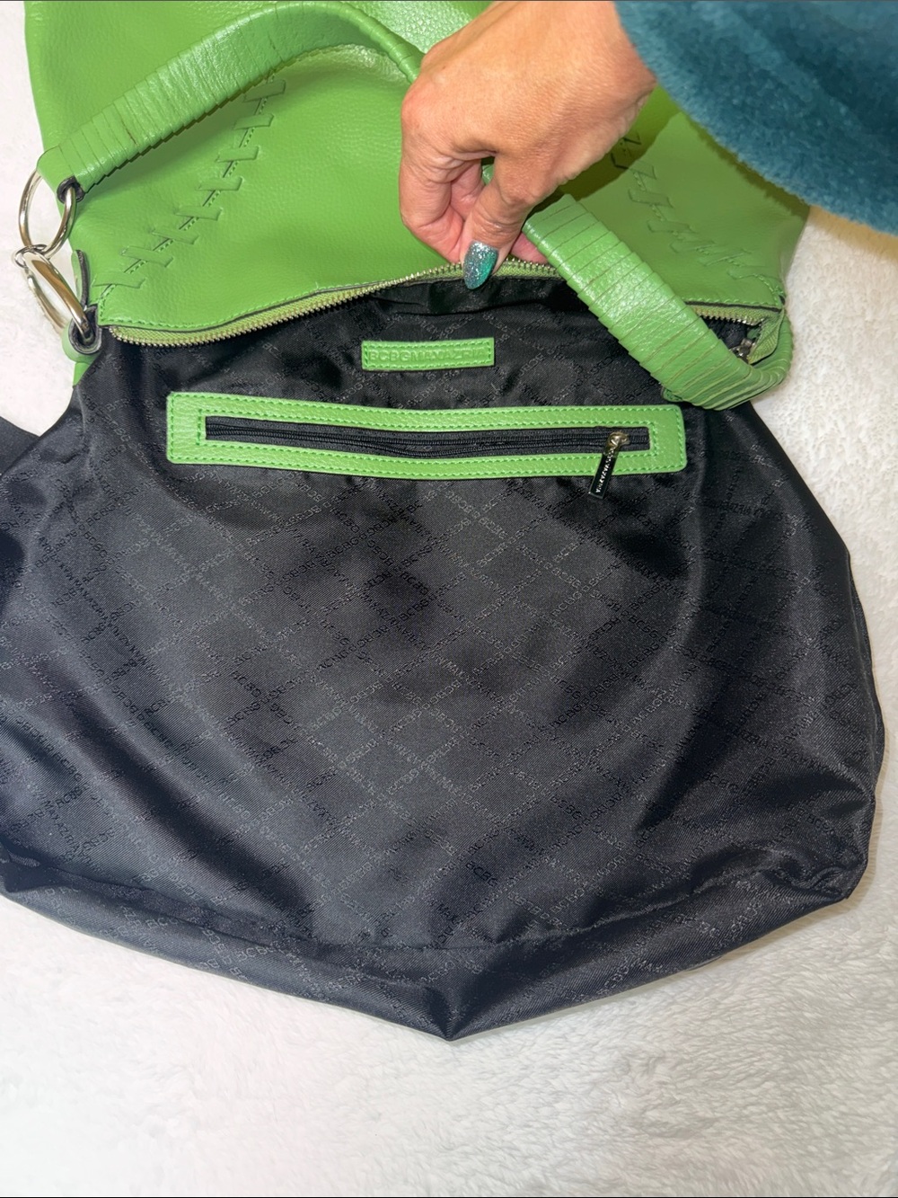 BCBGMaxAzria Green Leather Shoulder Hobo - Picture 11 of 13